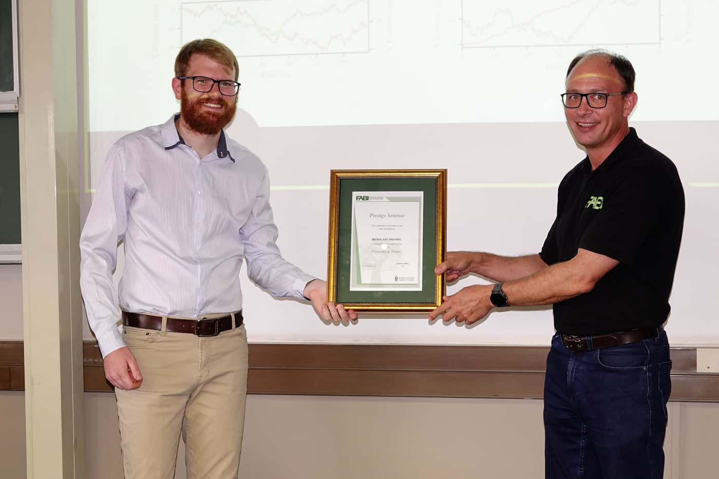 Congratulations to FABI's first Physics PhD graduate, Bertus van Heerden!