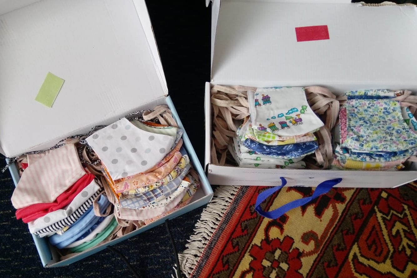 Donating re-usable cloth face masks for the children at Steve Biko hospital